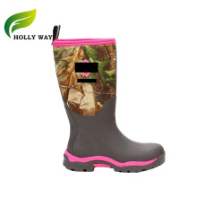 Pink Rolloff Patterned Camo Boots with Padad Collar